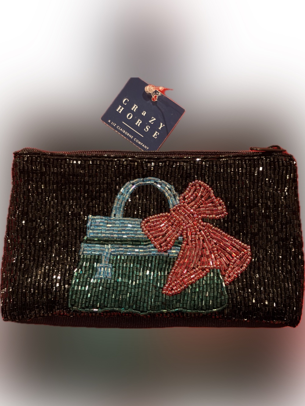 "Vintage Crazy Horse Beaded Bow Clutch NWT"